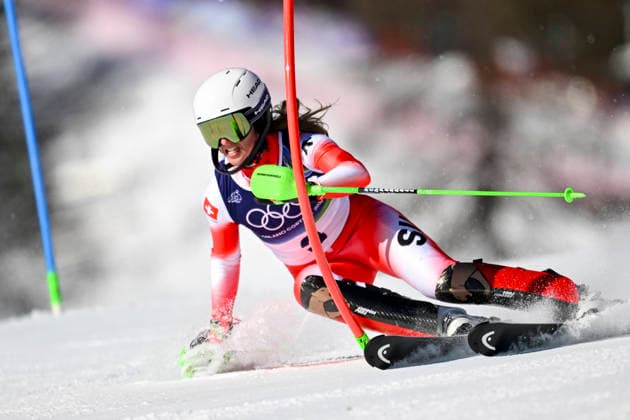 OLYMPICS - Winter Olympic Games, Olympische Spiele, Olympia, OS Milano Cortina 2026 CORTINA D AMPEZZO,ITALY,18.FEB.26 - OLYMPICS, ALPINE SKIING - Winter Olympic Games Milano Cortina 2026, slalom, women. Image shows Camille Rast (SUI).  GEPAxpictures xAlexanderxSolc
