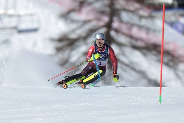Lara Colturi (ALB) during the Olympic Winter games, Winterspiele,Spiele, Summer games Milano-Cortina 2026, Alpine Skiing Women s Slalom - Run 1 on February 18, 2026 at Tofane Alpine Skiing Centre in Cortina D Ampezzo  Copyright: xLucianoxMariaxBisi IPAxSportx xipa-agency.netx xx IPA_71676917 IPA_Agency_IPA71676917