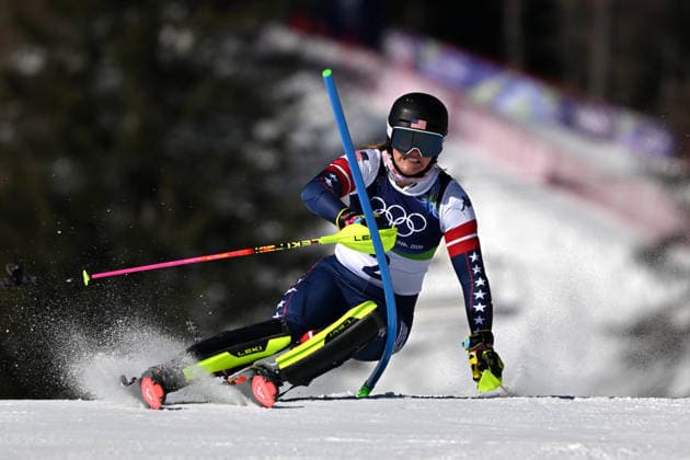 Cortina d Ampezzo, Italy, February 18th 2026. Paula Moltzan of United States of America in action during the Alpine Skiing Womens Slalom race of the Olympic Winter games, Winterspiele,Spiele, Summer games 2026 in Cortina d Ampezzo, Italy. (Photo by Igor Kupljenik Sports Press Photo)  Copyright: xIgorxKupljenikx xSPPx Sportspressphoto_SPR93969