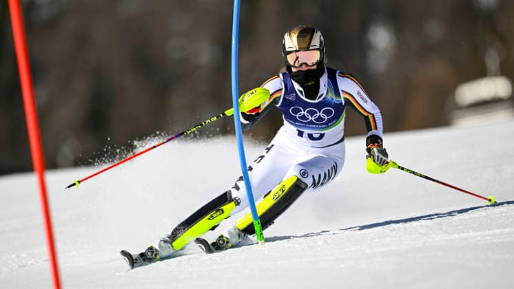 OLYMPICS - Winter Olympic Games, Olympische Spiele, Olympia, OS Milano Cortina 2026 CORTINA D AMPEZZO,ITALY,18.FEB.26 - OLYMPICS, ALPINE SKIING - Winter Olympic Games Milano Cortina 2026, slalom, women. Image shows Emma Aicher (GER).  GEPAxpictures xAlexanderxSolc