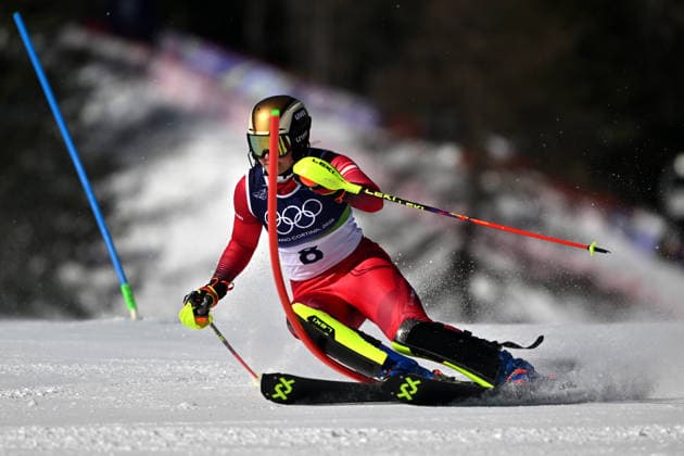 Cortina d Ampezzo, Italy, February 18th 2026. Katharina Huber of Austria in action during the Alpine Skiing Womens Slalom race of the Olympic Winter games, Winterspiele,Spiele, Summer games 2026 in Cortina d Ampezzo, Italy. (Photo by Igor Kupljenik Sports Press Photo)  Copyright: xIgorxKupljenikx xSPPx Sportspressphoto_SPR93976