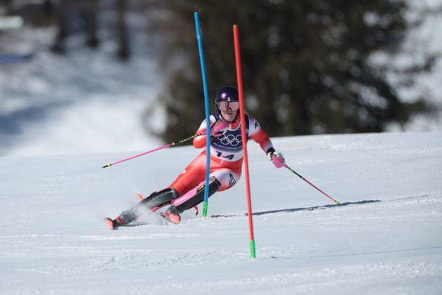 Melanie Meillard (SUI) during the Olympic Winter games, Winterspiele,Spiele, Summer games Milano-Cortina 2026, Alpine Skiing Women s Slalom - Run 1 on February 18, 2026 at Tofane Alpine Skiing Centre in Cortina D Ampezzo  Copyright: xLucianoxMariaxBisi IPAxSportx xipa-agency.netx xx IPA_71677434 IPA_Agency_IPA71677434
