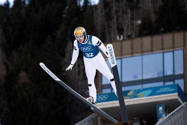 OLYMPICS - Winter Olympic Games, Olympische Spiele, Olympia, OS Milano Cortina 2026 PREDAZZO,ITALY,18.FEB.26 - OLYMPICS, NORDIC SKIING, NORDIC COMBINED, Ski jumping, Skispringen, Ski, nordisch - Winter Olympic Games Milano Cortina 2026, large hill, training. Image shows Stefan Rettenegger (AUT).  GEPAxpictures xOliverxLerch
