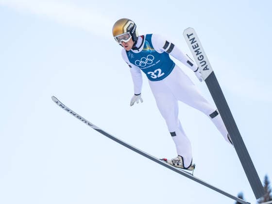 OLYMPICS - Winter Olympic Games, Olympische Spiele, Olympia, OS Milano Cortina 2026 PREDAZZO,ITALY,18.FEB.26 - OLYMPICS, NORDIC SKIING, NORDIC COMBINED, Ski jumping, Skispringen, Ski, nordisch - Winter Olympic Games Milano Cortina 2026, large hill, training. Image shows Stefan Rettenegger (AUT).  GEPAxpictures xOliverxLerch