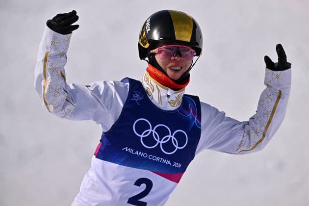 (260218) -- LIVIGNO, Feb. 18, 2026 -- Kong Fanyu of China reacts during the freestyle skiing women s aerials qualification 1 at the Milan-Cortina 2026 Olympic Winter games, Winterspiele,Spiele, Summer games in Livigno, Italy, Feb. 18, 2026. ) (MICO2026)ITALY-LIVIGNO-OLYMPIC WINTER GAMES-FREESTYLE SKIING-WOMEN S AERIALS-QUALIFICATION ZhangxHongxiang 