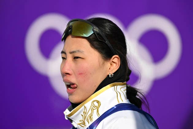 (260218) -- LIVIGNO, Feb. 18, 2026 -- Chen Meiting of China reacts during the freestyle skiing women s aerials qualification 1 at the Milan-Cortina 2026 Olympic Winter games, Winterspiele,Spiele, Summer games in Livigno, Italy, Feb. 18, 2026. ) (MICO2026)ITALY-LIVIGNO-OLYMPIC WINTER GAMES-FREESTYLE SKIING-WOMEN S AERIALS-QUALIFICATION ZhangxHongxiang 