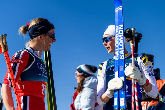 260218 Astrid oyre Slind of Norway and Maja Dahlqvist of Sweden after the women s free technique team sprint cross-country skiing final during day 12 of the 2026 Winter Olympics on February 18, 2026 in Val di Fiemme. Photo: Jon Olav Nesvold BILDBYRAN COP 217 MT0993 skidor cross-country skiing langrenn Olympic Games, Olympische Spiele, Olympia, OS olympics winter olympics os ol olympiska spel vinter-os olympiske leker milano cortina 2026 milan cortina 2026 milano cortina 2026 olympic games milano cortina 2026 winter olympic games milano cortina-os milano cortina-ol vinter-ol 12 bbeng teamsprint *** 260218 Astrid oyre Slind of Norway and Maja Dahlqvist of Sweden after the women s free technique team sprint cross country skiing final during day 12 of the 2026 Winter Olympics on February 18, 2026 in Val di Fiemme Photo Jon Olav Nesvold BILDBYRAN COP 217 MT0993 skidor cross country skiing langrenn olympic games olympics winter olympics os ol olympiska spel vinter os olympiske leker milano cortina 2026 milan cortina 2026 milano cortina 2026 olympic games milano cortina 2026 winter olympic games milano cortina os milano cortina ol vinter ol 12 bbeng teamsprint  Copyright: JONxOLAVxNESVOLD BB260218JE048