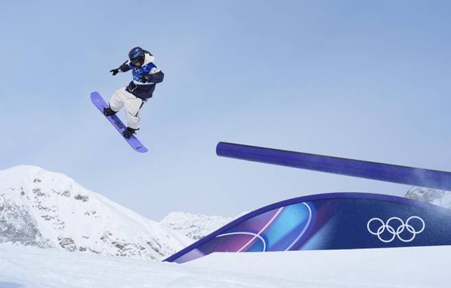 Milan Cortina Olympics: Snowboard Taiga Hasegawa of Japan competes in the men s snowboard slopestyle final at the Milan Cortina Olympics on Feb. 18, 2026, at Livigno Snow Park in Livigno, Italy.  A14AA0005299787P