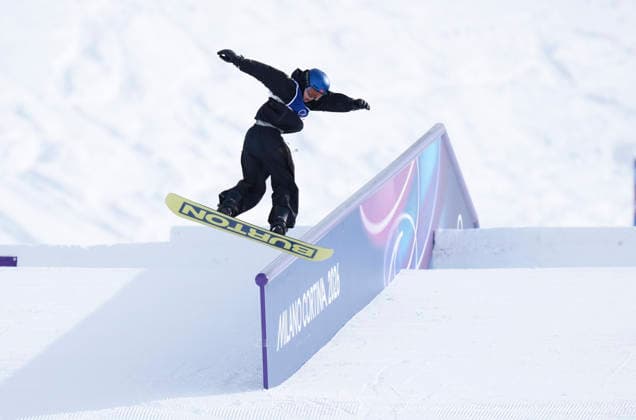 (260218) -- LIVIGNO, Feb. 18, 2026 -- Su Yiming of China competes during the snowboard men s snowboard slopestyle final at the Milan-Cortina 2026 Olympic Winter games, Winterspiele,Spiele, Summer games in Livigno, Italy, Feb. 18, 2026. ) (MICO2026)ITALY-LIVIGNO-OLYMPIC WINTER GAMES-SNOWBOARD-MEN S SLOPESTYLE-FINAL XiaxYifang 