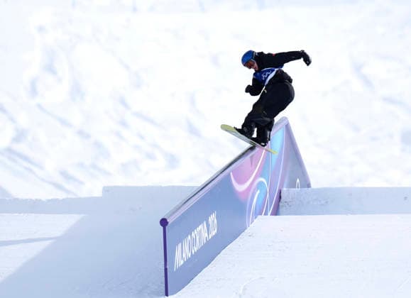 (260218) -- LIVIGNO, Feb. 18, 2026 -- Su Yiming of China competes during the snowboard men s snowboard slopestyle final at the Milan-Cortina 2026 Olympic Winter games, Winterspiele,Spiele, Summer games in Livigno, Italy, Feb. 18, 2026. ) (MICO2026)ITALY-LIVIGNO-OLYMPIC WINTER GAMES-SNOWBOARD-MEN S SLOPESTYLE-FINAL XiaxYifang 