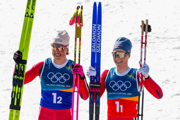 Winter Olympics in Milan Cortina 2026 Val di Fiemme, Italy 20260218. Johannes Hoesflot Klaebo and Einar Hedegart from Norway cheer during the cross-country team sprint on Lago di Tesero during the Winter Olympics in Milano Cortina 2026. Photo: Lise Aaserud NTB Val di Fiemme Italy EDITORIAL USE ONLY. RESTRICTED USE FOR BETTING COMPANIES Ref:_SPO_LNc827SOqw.jpg *** Winter Olympics in Milan Cortina 2026 Val di Fiemme, Italy 20260218 Johannes Hoesflot Klaebo and Einar Hedegart from Norway cheer during the cross country team sprint on Lago di Tesero during the Winter Olympics in Milano Cortina 2026 Photo Lise Aaserud NTB Val di Fiemme Italy EDITORIAL USE ONLY RESTRICTED USE FOR BETTING COMPANIES  Copyright: xLisexAserudx xNTBx