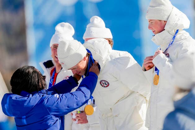 Winter Olympics in Milan Cortina 2026 Val di Fiemme, Italy 20260218. Johannes Hosflot Klaebo from Norway and Einar Hedegart from Norway on the podium after the cross-country team sprint at Lago di Tesero during the Winter Olympics in Milano Cortina 2026. Photo: Lise Aserud NTB Val di Fiemme Italy EDITORIAL USE ONLY. RESTRICTED USE FOR BETTING COMPANIES Ref:_SPO1wxOQ8kMb0o.jpg *** Winter Olympics in Milan Cortina 2026 Val di Fiemme, Italy 20260218 Johannes Hosflot Klaebo from Norway and Einar Hedegart from Norway on the podium after the cross country team sprint at Lago di Tesero during the Winter Olympics in Milano Cortina 2026 Photo Lise Aserud NTB Val di Fiemme Italy EDITORIAL USE ONLY RESTRICTED USE FOR BETTING COMPANIES  Copyright: xLisexAserudx xNTBx