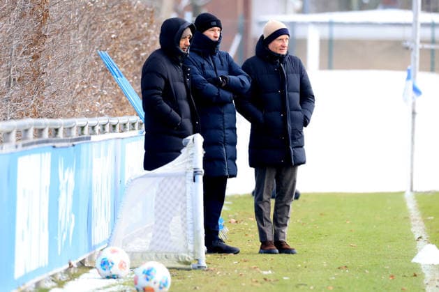 DEU, DFL, 2 FBL Hertha BSC, Training, 18 02 2026, Sportforum, Berlin, DEU, DFL, 2 FBL Hertha BSC, Training, im Bild Dr Peter Goerlich Geschaeftsfuehrung, Benjamin Weber Sportdirektor, Hertha BSC Berlin , Leiter Teammanagement Sami Allagui Hertha BSC DFL regulations prohibit any use of Photographs as image sequences and or quasi video nordphotoxGmbHx xEngler nph00076