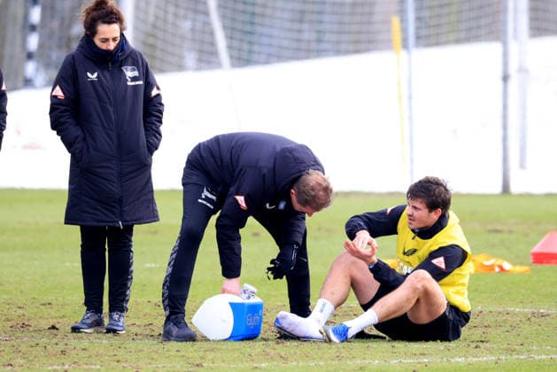 DEU, DFL, 2 FBL Hertha BSC, Training, 18 02 2026, Sportforum, Berlin, DEU, DFL, 2 FBL Hertha BSC, Training, im Bild Dawid Kownacki Hertha BSC Berlin 9 , violates DFL regulations prohibit any use of Photographs as image sequences and or quasi video nordphotoxGmbHx xEngler nph00076