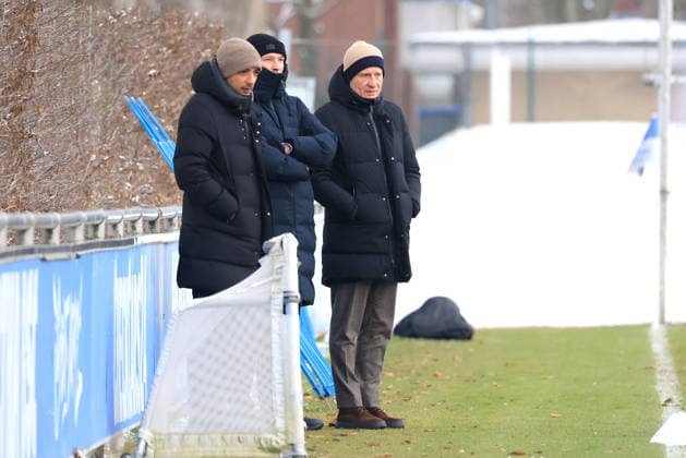 DEU, DFL, 2 FBL Hertha BSC, Training, 18 02 2026, Sportforum, Berlin, DEU, DFL, 2 FBL Hertha BSC, Training, im Bild Dr Peter Goerlich Geschaeftsfuehrung, Benjamin Weber Sportdirektor, Hertha BSC Berlin , Leiter Teammanagement Sami Allagui Hertha BSC DFL regulations prohibit any use of Photographs as image sequences and or quasi video nordphotoxGmbHx xEngler nph00076