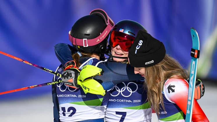 OLYMPICS - Winter Olympic Games, Olympische Spiele, Olympia, OS Milano Cortina 2026 CORTINA D AMPEZZO,ITALY,18.FEB.26 - OLYMPICS, ALPINE SKIING - Winter Olympic Games Milano Cortina 2026, slalom, women. Image shows Mikaela Shiffrin (USA).  GEPAxpictures xAlexanderxSolc