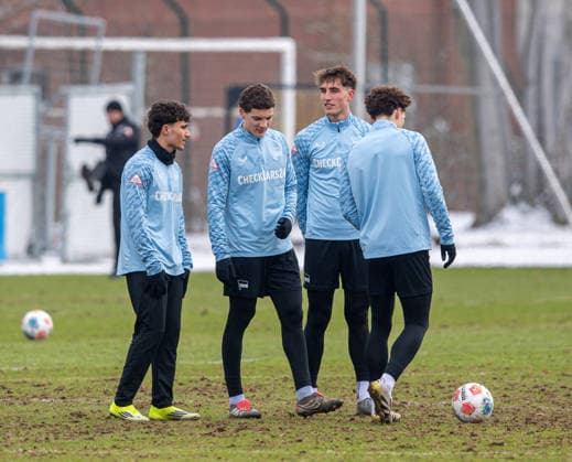 Football, Men, Season 2025 26, 2 Bundesliga, Hertha BSC, Training, f l Kian Todorovic Hertha BSC , Soufian Gouram Hertha BSC , Elias Decker Hertha BSC , Selim Telib Hertha BSC , 18 02 2026, Copyright: xSebastianxRäppold MatthiasxKochx