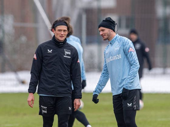 Soccer, Men, Season 2025 26, 2 Bundesliga, Hertha BSC, Training, f l Fabian Reese Hertha BSC , Marton Dardai Hertha BSC , 18 02 2026, Copyright: xSebastianxRäppold MatthiasxKochx