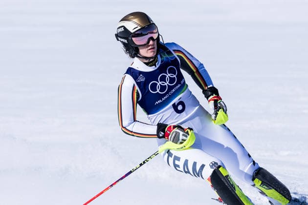 TOFANE, ITALY - FEBRUARY 18: Lena Duerr (Germany) frustrated after not finishing during the Alpine Skiing Women s Slalom at the Milano Cortina 2026 Olympics at Tofane Alpine Skiing Centre on day 12 of the Milano Cortina 2026 Olympics on February 18, 2026 in Tofane, Italy. Editorial use only. Italy Copyright: xSteffiexWunderlx