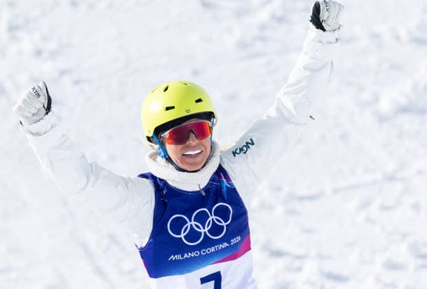 OLYMPICS - Winter Olympic Games, Olympische Spiele, Olympia, OS Milano Cortina 2026 LIVIGNO,ITALY,18.FEB.26 - OLYMPICS, FREE SKI, FREESTYLE SKIING - Winter Olympic Games Milano Cortina 2026, aerials, women, final. Image shows the rejoicing of Danielle Scott (AUS).  GEPAxpictures xHaraldxSteiner