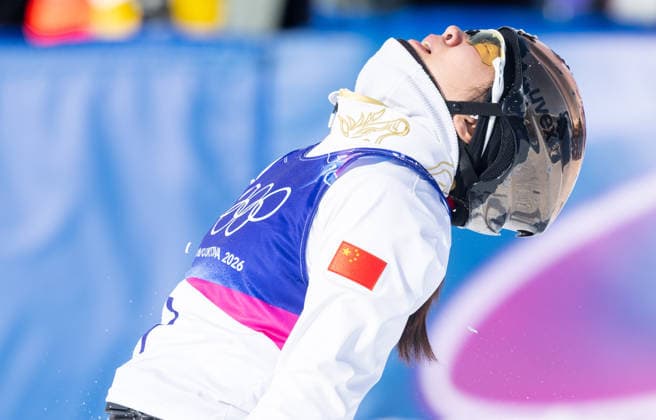 OLYMPICS - Winter Olympic Games, Olympische Spiele, Olympia, OS Milano Cortina 2026 LIVIGNO,ITALY,18.FEB.26 - OLYMPICS, FREE SKI, FREESTYLE SKIING - Winter Olympic Games Milano Cortina 2026, aerials, women, final. Image shows the rejoicing of Mengtao Xu (CHN).  GEPAxpictures xHaraldxSteiner