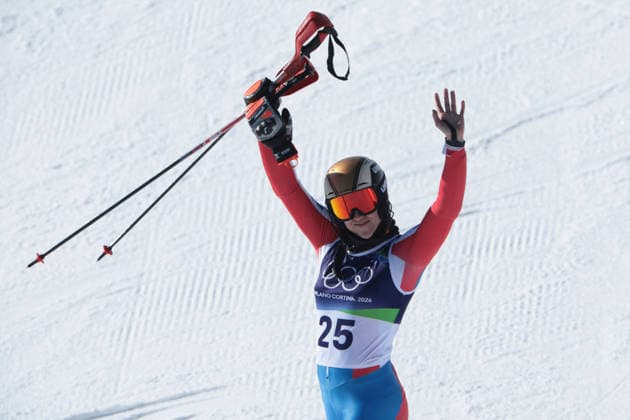 Winter Olympics - Women s Slalom Caitlin McFarlane (FRA) during the Olympic Winter games, Winterspiele,Spiele, Summer games Milano-Cortina 2026, Alpine Skiing Women s Slalom - Run 2 on February 18, 2026 at Tofane Alpine Skiing Centre in Cortina D Ampezzo Photo by Luciano Maria Bisi IPA ABACAPRESS.COM Cortina D Ampezzo Italy  Copyright: xIPAxSport ABACAx