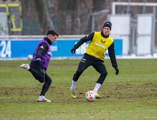 Soccer, Men, Season 2025 26, 2 Bundesliga, Hertha BSC, Training, v l Josip Brekalo Hertha BSC , Luca Schuler Hertha BSC , 18 02 2026, Copyright: xSebastianxRäppold MatthiasxKochx