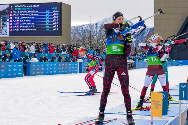 Winter Olympics in Milan Cortina 2026 Anterselva, Italy 20260218. Juni Arnekleiv from Norway, Franziska Preuss from Germany and Baiba Bendika from Latvia during the women s 4 x 6 km relay in biathlon at the Winter Olympics in Milano Cortina 2026. Photo: Heiko Junge NTB Anterselva Italy EDITORIAL USE ONLY. RESTRICTED USE FOR BETTING COMPANIES Ref:_SPOFtWo07Nmu1k.jpg *** Winter Olympics in Milan Cortina 2026 Anterselva, Italy 20260218 Juni Arnekleiv from Norway, Franziska Preuss from Germany and Baiba Bendika from Latvia during the women s 4 x 6 km relay in biathlon at the Winter Olympics in Milano Cortina 2026 Photo Heiko Junge NTB Anterselva Italy EDITORIAL USE ONLY RESTRICTED USE FOR BETTING COMPANIES  Copyright: xHeikoxJungex xNTBx