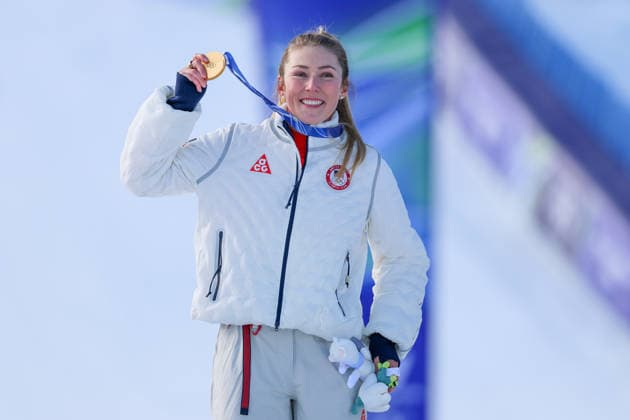 Olympische Winterspiele Milano Cortina 2026 Ski Alpin Slalom Frauen am 18.02.2026 im Tofane Alpine Skiing Centre in Cortina d™Ampezzo Mikaela Shiffrin ( USA ) gewinnt die Gold Medaille *** Olympic Winter Games Milano Cortina 2026 Alpine Skiing Slalom Women on 18 02 2026 at the Tofane Alpine Skiing Centre in Cortina d™Ampezzo Mikaela Shiffrin USA wins the gold medal xMSx