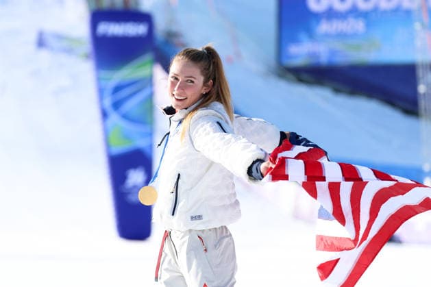 Olympische Winterspiele Milano Cortina 2026 Ski Alpin Slalom Frauen am 18.02.2026 im Tofane Alpine Skiing Centre in Cortina d™Ampezzo Mikaela Shiffrin ( USA ) gewinnt die Gold Medaille *** Olympic Winter Games Milano Cortina 2026 Alpine Skiing Slalom Women on 18 02 2026 at the Tofane Alpine Skiing Centre in Cortina d™Ampezzo Mikaela Shiffrin USA wins the gold medal xMSx