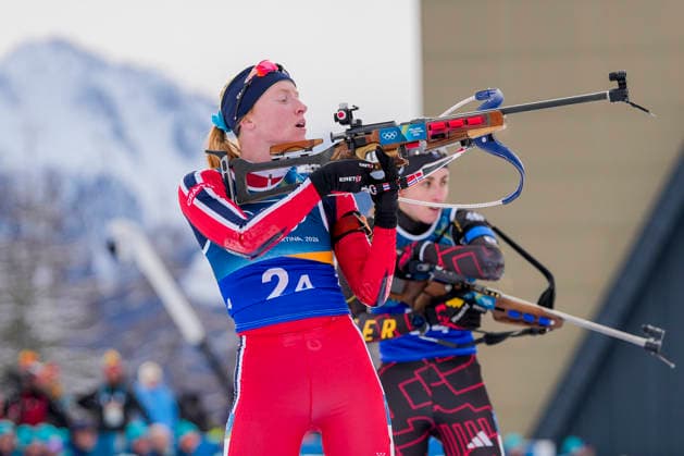 Winter Olympics in Milan Cortina 2026 Anterselva, Italy 20260218. Maren Hjelmeset Kirkeeide from Norway during the 4 x 6 km relay for women in biathlon at the Winter Olympics in Milan Cortina 2026. Photo: Heiko Junge NTB Anterselva Italy EDITORIAL USE ONLY. RESTRICTED USE FOR BETTING COMPANIES Ref:_SPOZABveMKB5kQ.jpg *** Winter Olympics in Milan Cortina 2026 Anterselva, Italy 20260218 Maren Hjelmeset Kirkeeide from Norway during the 4 x 6 km relay for women in biathlon at the Winter Olympics in Milan Cortina 2026 Photo Heiko Junge NTB Anterselva Italy EDITORIAL USE ONLY RESTRICTED USE FOR BETTING COMPANIES  Copyright: xHeikoxJungex xNTBx