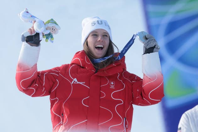 Silver medal for Camille Rast (SUI) during the Olympic Winter games, Winterspiele,Spiele, Summer games Milano-Cortina 2026, Alpine Skiing Women s Slalom - Run 2 on February 18, 2026 at Tofane Alpine Skiing Centre in Cortina D Ampezzo  Copyright: xLucianoxMariaxBisi IPAxSportx xipa-agency.netx xx IPA_71687480 IPA_Agency_IPA71687480