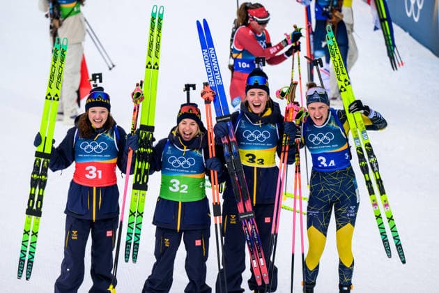 260218 Linn Gestblom of Sweden, Anna Magnusson of Sweden, Elvira Öberg of Sweden and Hanna Öberg of Sweden celebrate after competing in women s biathlon 4 x 6 km relay during day 12 of the 2026 Winter Olympics on February 18, 2026 in Anterselva. Photo: Mathias Bergeld BILDBYRAN kod MB MB1336 skidskytte biathlon skiskyting Olympic Games, Olympische Spiele, Olympia, OS olympics winter olympics os ol olympiska spel vinter-os olympiske leker milano cortina 2026 milan cortina 2026 milano cortina 2026 olympic games milano cortina 2026 winter olympic games milano cortina-os milano cortina-ol vinter-ol 12 bbeng relay stafett jubel sverige *** 260218 Linn Gestblom of Sweden, Anna Magnusson of Sweden, Elvira Öberg of Sweden and Hanna Öberg of Sweden celebrate after competing in women s biathlon 4 x 6 km relay during day 12 of the 2026 Winter Olympics on February 18, 2026 in Anterselva Photo Mathias Bergeld BILDBYRAN code MB MB1336 biathlon biathlon olympic games olympics olympics winter olympics os ol olympiska spel vinter os olympiske leker milano cortina 2026 milan cortina 2026 milano cortina 2026 olympic games milano cortina 2026 winter olympic games milano cortina os milano cortina ol vinter ol 12 bbeng relay jubel sverige  Copyright: MATHIASxBERGELD BB260218MB080
