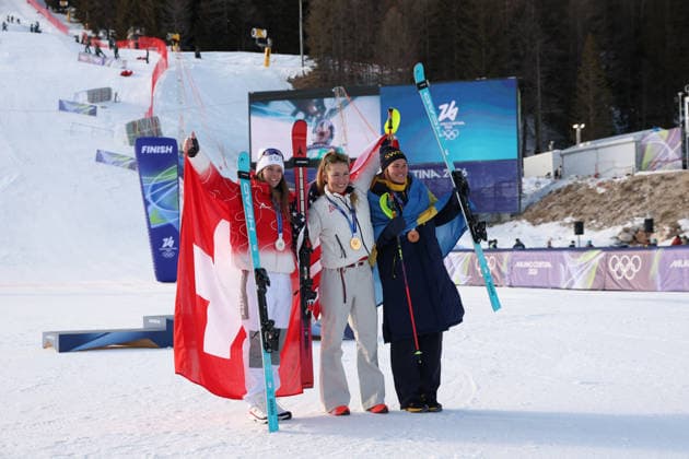 GIOCHI OLIMPICI - Olimpiadi Invernali Milano-Cortina 2026 - Alpine Skiing Women s Slalom - Run 2 The podium during the Olympic Winter games, Winterspiele,Spiele, Summer games Milano-Cortina 2026, Alpine Skiing Women s Slalom - Run 2 on February 18, 2026 at Tofane Alpine Skiing Centre in Cortina D Ampezzo Cortina D Ampezzo Italy  Copyright: xIPAxSport ABACAx