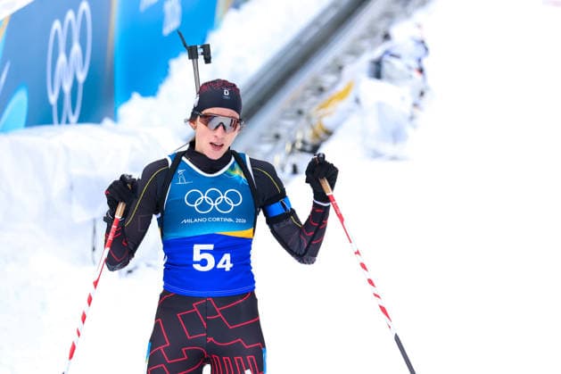 Antholz, Italien 18. Februar 2026: Biathlon Staffel 4 x 6 km Frauen - Olympia 2026 Im Bild: Vanessa Voigt (GER) enttäuscht im Zielbereich. Anterselva Biathlon Arena *** Antholz, Italy 18 February 2026 Biathlon relay 4 x 6 km women Olympic Games 2026 In the picture Vanessa Voigt GER disappointed in the finish area Anterselva Biathlon Arena Copyright: xFotostandx xHettichx