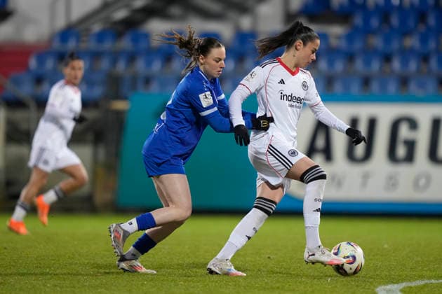 18 02 2026, Hänsch Arena, Meppen, GER, 2 Frauen Bundesliga SV Meppen vs Eintr Frankfurt II, Marleen Kropp SV Meppen 9 DFL REGULATIONS PROHIBIT ANY USE OF PHOTOGRAPHS AS IMAGE SEQUENCES AND OR QUASI VIDEO Meppen Lower Saxony Germany Hänsch Arena