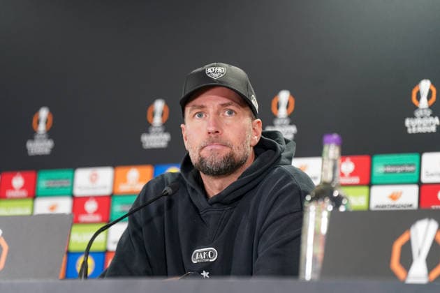 Sebastian Hoeness coach, VfB Stuttgart at the press conference ahead of the UEFA Europa League first leg match between Celtic Glasgow FC and VfB Stuttgart in Glasgow, Scotland, on February 18, 2026 Copyright: xJOERANxSTEINSIEKx
