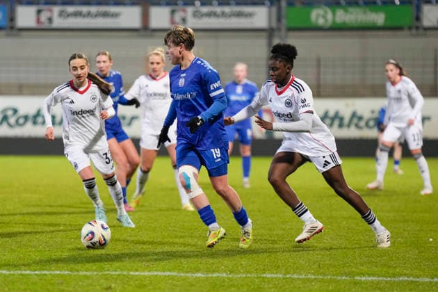 18 02 2026, Hänsch Arena, Meppen, GER, 2 Frauen Bundesliga SV Meppen vs Eintr Frankfurt II, Lea Mauly SV Meppen 19 DFL REGULATIONS PROHIBIT ANY USE OF PHOTOGRAPHS AS IMAGE SEQUENCES AND OR QUASI VIDEO Meppen Lower Saxony Germany Hänsch Arena