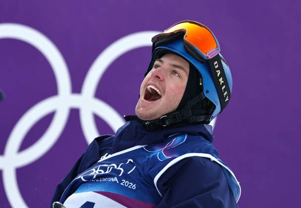 (260218) -- LIVIGNO, Feb. 18, 2026 -- Jake Canter of the United States reacts after the snowboard men s slopestyle final at the Milan-Cortina 2026 Olympic Winter games, Winterspiele,Spiele, Summer games in Livigno, Italy, Feb. 18, 2026. ) (MICO2026)ITALY-LIVIGNO-OLYMPIC WINTER GAMES-SNOWBOARD-MEN S SLOPESTYLE-FINAL WangxPeng 