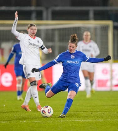 18 02 2026, Hänsch Arena, Meppen, GER, 2 Frauen Bundesliga SV Meppen vs Eintr Frankfurt II, Chantal Schouwstra SV Meppen 20 DFL REGULATIONS PROHIBIT ANY USE OF PHOTOGRAPHS AS IMAGE SEQUENCES AND OR QUASI VIDEO Meppen Lower Saxony Germany Hänsch Arena