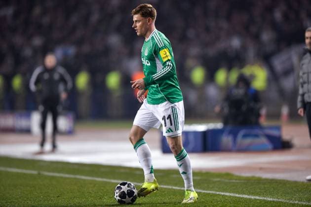 Harvey Barnes of Newcastle United Football Club controls the ball Qarabag v Newcastle United, UEFA Champions League, Knockout Round Play-Offs, First Leg, Football, Tofig Bahramov Republican Stadium, Baku, Azerbaijan - 18 Feb 2026Baku Tofig Bahramov Republican Stadiu Azerbaijan EDITORIAL USE ONLY No use with unauthorised audio, video, data, fixture lists, club league logos or live services. Online in-match use limited to 120 images, no video emulation. No use in betting, games or single club league player publications.  Copyright: xElmirxKarimov Shutterstockx 16660416v