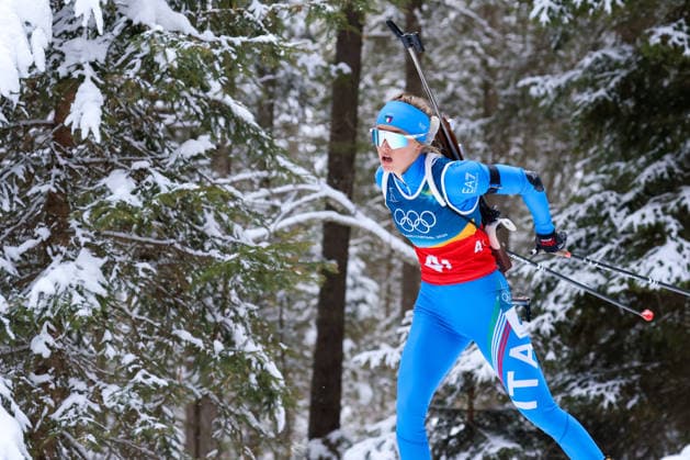 Antholz, Italien 18. Februar 2026: Biathlon Staffel 4 x 6 km Frauen - Olympia 2026 Im Bild: Hannah Auchentaller (ITA) Anterselva Biathlon Arena *** Antholz, Italy February 18, 2026 Biathlon relay 4 x 6 km women Olympic Games 2026 Pictured Hannah Auchentaller ITA Anterselva Biathlon Arena Copyright: xFotostandx xHettichx