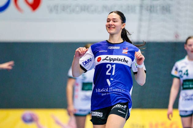 Nuria Bucher HSG Blomberg Lippe, 21 celebrates after scoring goal GER, HSG Blomberg Lippe vs FRISCH AUF Goeppingen, Handball, 1 Bundesliga Women, Matchday 18, 18 02 2026 GER, HSG Blomberg Lippe vs FRISCH AUF Goeppingen, Handball, 1 Bundesliga Women, Matchday 18, 18 02 2026 Blomberg Copyright: xEibner-Pressefoto JanxRollingerx EP_JSK
