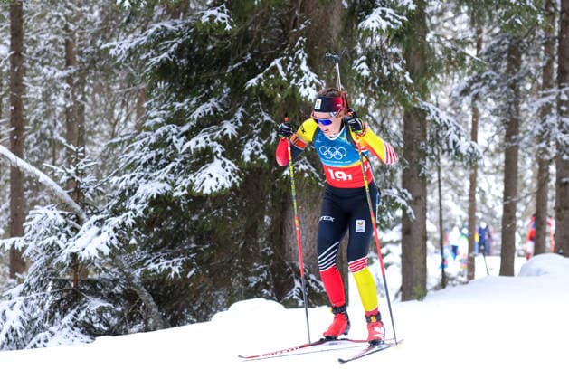 Antholz, Italien 18. Februar 2026: Biathlon Staffel 4 x 6 km Frauen - Olympia 2026 Im Bild: Lotte Lie (BEL) Anterselva Biathlon Arena *** Antholz, Italy February 18, 2026 Biathlon relay 4 x 6 km women Olympic Games 2026 Pictured Lotte Lie BEL Anterselva Biathlon Arena Copyright: xFotostandx xHettichx