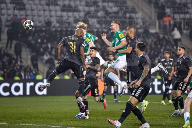 Dan Burn of Newcastle United Football Club heads the ball towards goal from a corner Qarabag v Newcastle United, UEFA Champions League, Knockout Round Play-Offs, First Leg, Football, Tofig Bahramov Republican Stadium, Baku, Azerbaijan - 18 Feb 2026Baku Tofig Bahramov Republican Stadiu Azerbaijan EDITORIAL USE ONLY No use with unauthorised audio, video, data, fixture lists, club league logos or live services. Online in-match use limited to 120 images, no video emulation. No use in betting, games or single club league player publications.  Copyright: xElmirxKarimov Shutterstockx 16660416ax