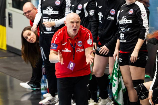18 02 2026, GER, Handball, Women, Season 2025 2026, Alsco 1 Bl, 18 Matchday, Thueringer HC BVB 09 Borussia Dortmund Herbert Mueller Thueringer HC,Coach 99947 Bad Langensalza Salza Halle Sporthalle Mehrz Thüringen Germany