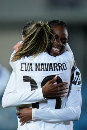February 18, 2026, Valdebebas, Madrid, Spain: Naomie Feller of Real Madrid celebrates a goal during the UEFA Women s Champions League 2025 26 KO play-offs Second Leg match between Real Madrid C.F. and Paris FC at Alfredo Di Stefano on February 18, 2026 in Madrid, Spain. Real Madrid C.F. V Paris FC - UEFA Women s Champions League 2025 26 KO Play-Offs Second Leg  - ZUMAa181 20260218_zaa_a181_054 Copyright: xDennisxAgyemanx