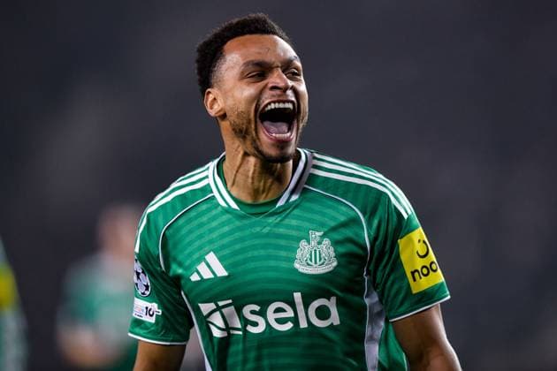 Jacob Murphy of Newcastle United Football Club celebrates his goal Qarabag v Newcastle United, UEFA Champions League, Knockout Round Play-Offs, First Leg, Football, Tofig Bahramov Republican Stadium, Baku, Azerbaijan - 18 Feb 2026Baku Tofig Bahramov Republican Stadiu Azerbaijan EDITORIAL USE ONLY No use with unauthorised audio, video, data, fixture lists, club league logos or live services. Online in-match use limited to 120 images, no video emulation. No use in betting, games or single club league player publications.  Copyright: xElmirxKarimov Shutterstockx 16660416cd