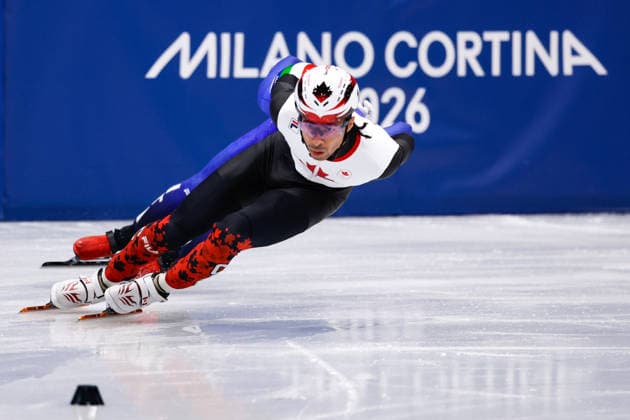 2026-02-18 Short Track Speed skating, Eisschnelllauf - Milano Cortina 2026 Winter Olympics - Day 12 MILAN, ITALY - FEBRUARY 18: William Dandjinou of Canada competing in the Men s 500m during Day 12 of Short Track Speed Skating - Milano Cortina 2026 Winter Olympics at Milano Ice Skating Arena on February 18, 2026 in Milan, Italy. (Photo by Joris Verwijst BSR Agency) Milan Italy Content not available for redistribution in The Netherlands directly or indirectly through any third parties. Copyright: xBSRxAgencyx