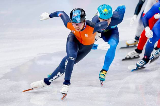 Melle van t Wout of the Netherlands Men s 500m Quarterfinals, Milano Cortina 2026 Winter Olympics: Day 12, Short Track Speed skating, Eisschnelllauf - Milano Cortina 2026 Winter Olympics: Day 12, Milano Speed Skating Stadium, February 18, 2026, Milan, Italy.